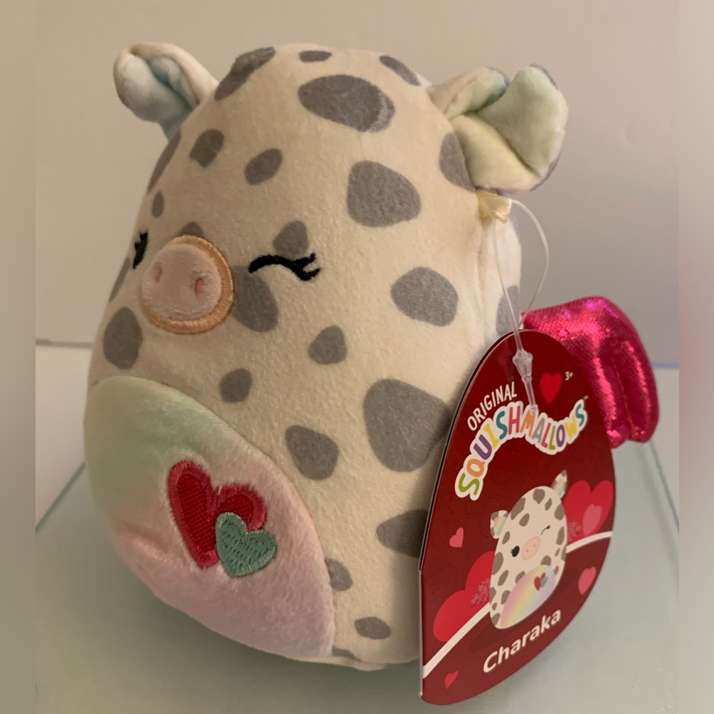 SQUISHMALLOWS CHARAKA The Flying Pig 5”Hearts Pink Wings Kelly Toys NEW NWT